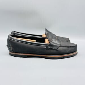 GH Bass & Co Shoes Mens 9.5 Black Leather Penny Loafers Moc Toe Slip On Dress